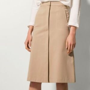 Massimo Dutti Beige A Line Midi Skirt
